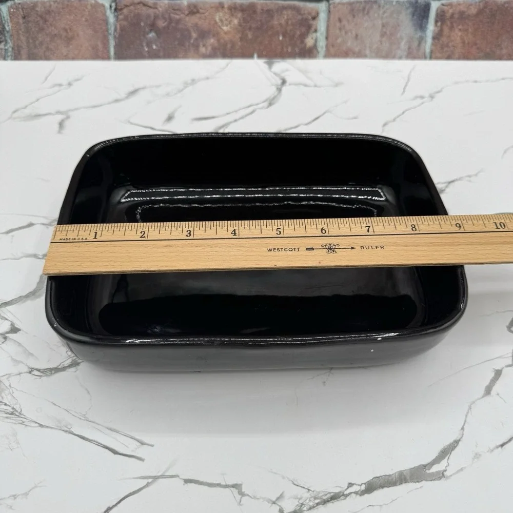 Vintage Haeger USA‎ Black Ebony 3832 Rectangle Pottery Serving Dish MCM